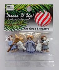 NEW Dress It Up Holiday Collection The Good Shepherd Sheep 6 Pc Nativity Buttons