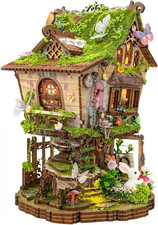 Miniature House Kit 3D Wooden Puzzles for Adults Book Nook Tree House