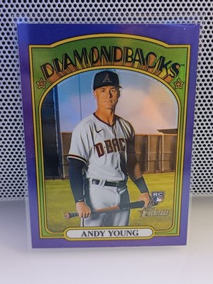 2021 Topps Heritage High Number - Andy Young #590 Chrome Purple Refractor (RC)