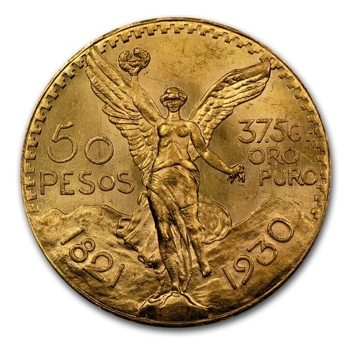 Photo of a 1930 Mexico 50 Pesos Gold from an eBay listing that sold on May 29, 2026