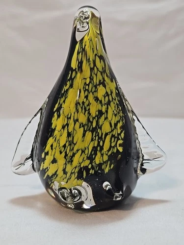 Vintage Murano Style Art Glass Penguin Paperweight / Figurine 4" Tall