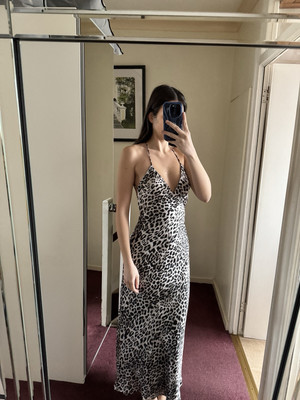 Zara leopard cheetah print satin midi dress Size S UK