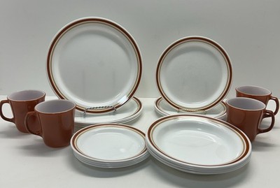 Vintage 20 Pc Corning Corelle Cinnamon Chestnut Dinnerware Set 4 Place Sets RARE
