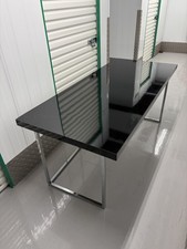 Modern Black Gloss Dining Table | Chrome Metal Frame Dining / Office Table