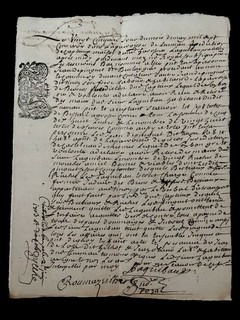Manoscritto cartaceo timbrato del 1703