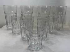 11 Libby Panel Glasses 6 Juice & 4 Large Tea Glasses + 1 Highball Glass EUC