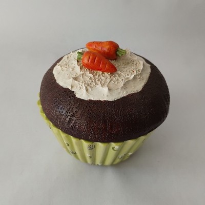 Ceramic Carrot Cupcake Trinket Box