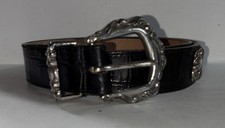 Brighton Black Croc Leather Concho Waist Belt size 36 Embellished Silver M42203
