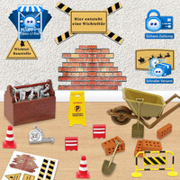 Wichtel ZubehöR Baustelle Holz Werkzeugkasten Set 23 StüCk Puppenhaus