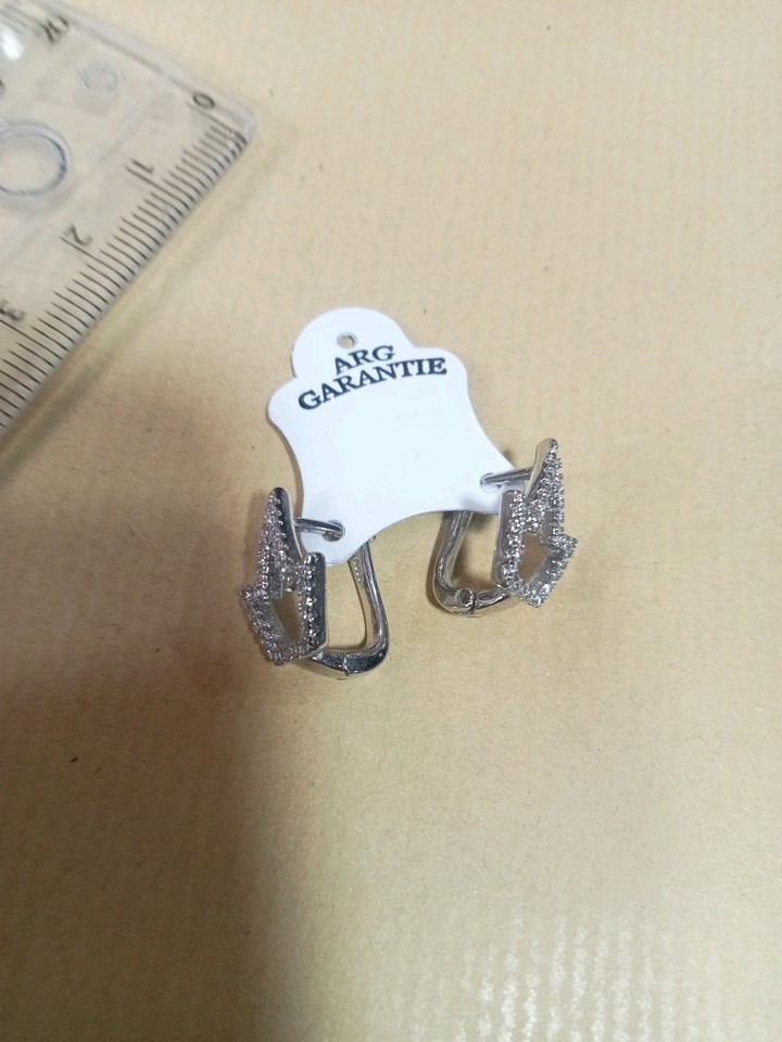 Boucle D'Oreille Ancienne En Argent Massif 925 Rhodié - Occasion