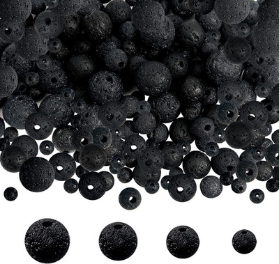 580Pcs Natural Lava Beads Black Volcanic 4Mm 6Mm 8Mm 10Mm Rock Stone Beading Loo