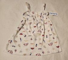 NWT Carter's July 4 Beach Print Sleeveless Dress 2T Toddler Girl