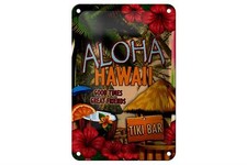 Blechschild Hawaii 12x18 cm Aloha Tiki Bar good times great Deko Schild