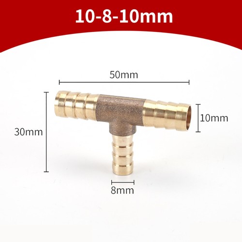 Brass T 3 way Hose Joiner Barbed Connector Air Fuel Water Pipe Gas Tubing 4-19mm - Picture 18 of 30