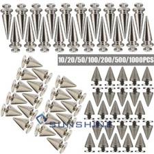 Silver Spikes Studs Metal Bullet Cone Screw Back Leather Craft Rapid Rivet Screw