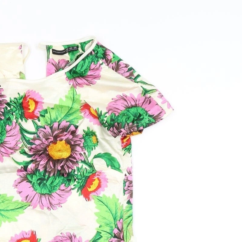 Atmosphere Womens Beige Floral Polyester Blend Pencil Dress Size 12 Boat Neck - Image 4 of 4