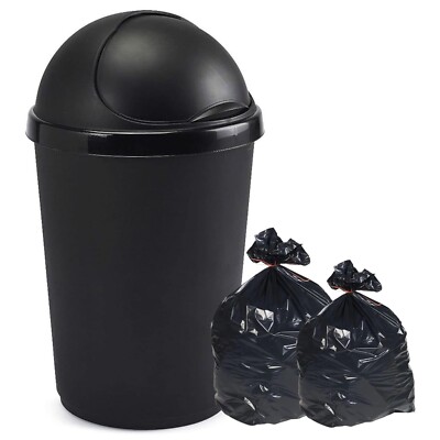 50L Schwarz Küche Mülleimer mit Rolldeckel Abfall Müll Recycling Mülleimer