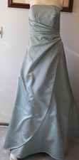 Davids Bridal green satin long formal bridesmaids evening dress 2
