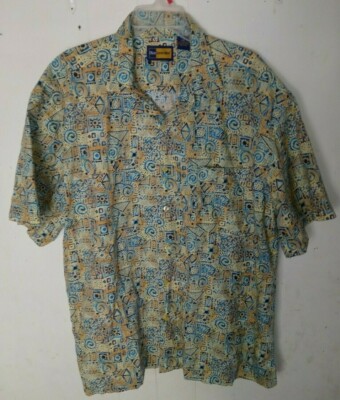 rare blue generation Mens 2XLShort Sleeve Button Front abstract multicolor Shirt