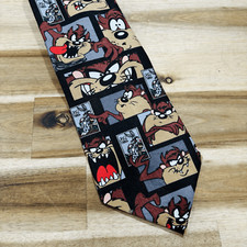 Looney Tunes Taz Neck Tie USPS Stamp Collection Bugs Bunny Vintage 90s y2k