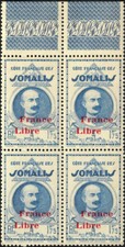 Côte française des Somalis 1942 Y&T n°225 Léonce Lagarde surchargé Bloc de 4 (*)