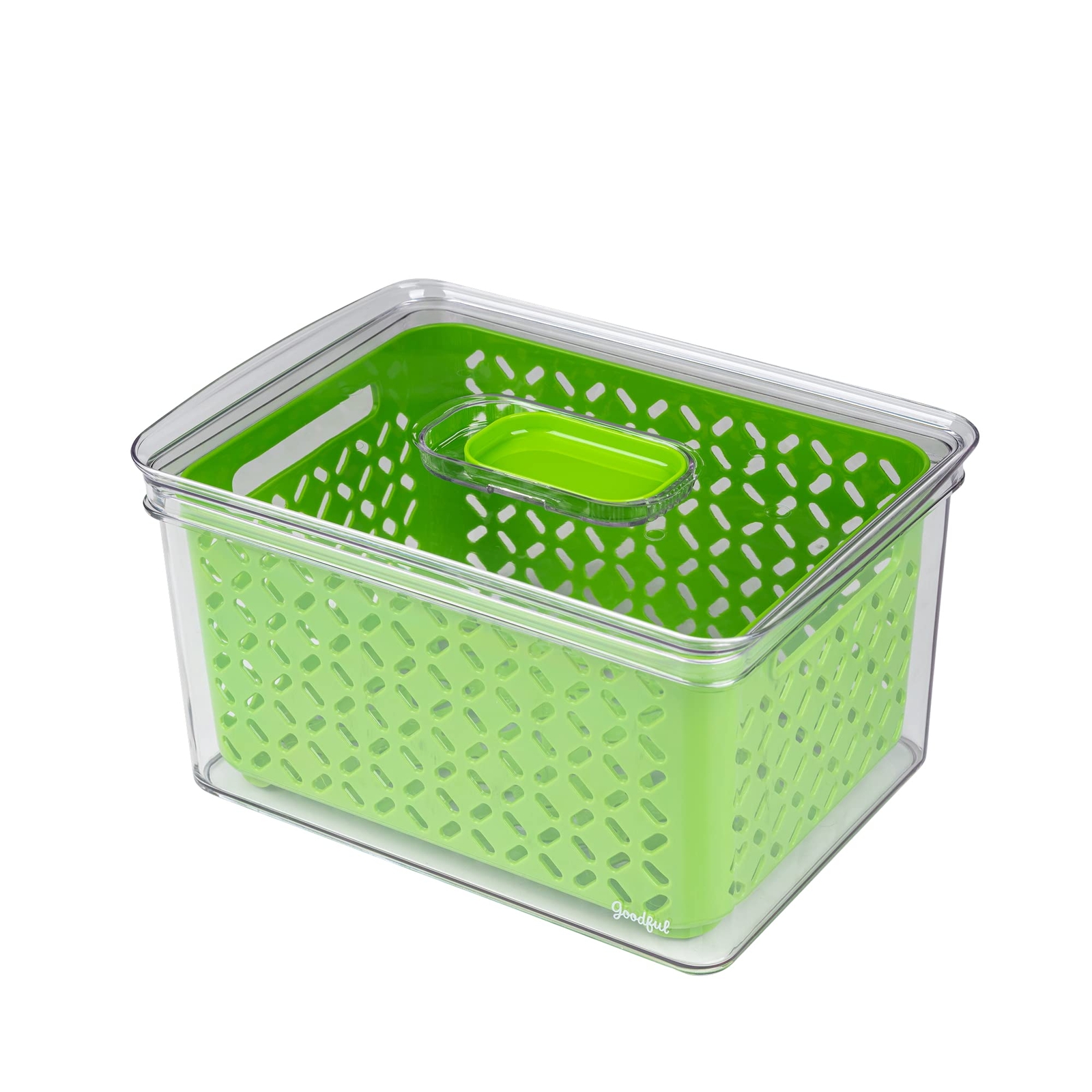 Goodful Produce Keeper, Adjustable Air Vents, Removable Insert/Colander, Durable