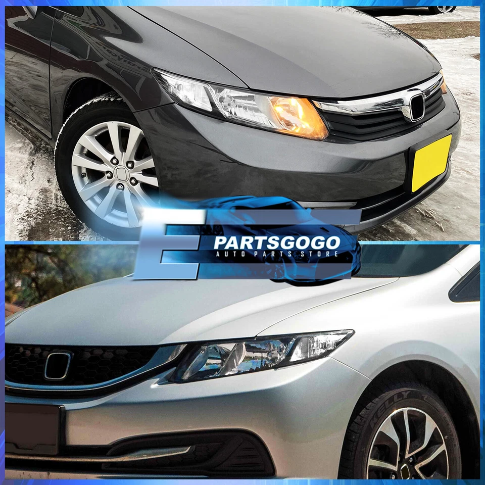 For 12-15 Civic Sedan FB6 4DR / 12-13 Coupe FG4 2DR Headlights Lamps Pair Black Foto 2 de 3