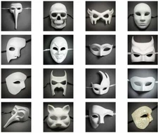White Venetian Unpainted Masquerade Ball Party DIY Mask Mardi Gras Halloween