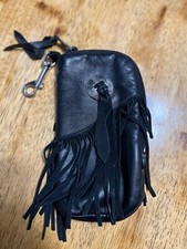 Wolftrax CO USA Made Black Leather Clip-On Small Saddlebag Pouch