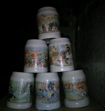 6 verres chopes Kanterbrau kanter différents décoré 