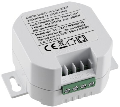Funk-Empfänger Pilota Casa 1-Kanal 230V Universal einsetzbar Max. 2000Watt 70m R