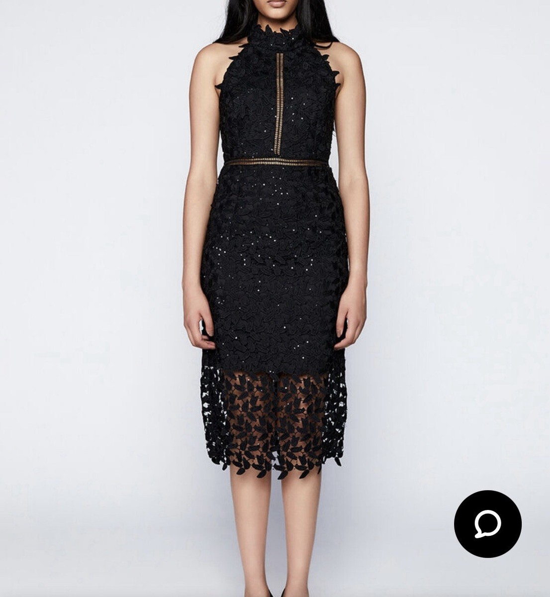 knee length dresses for ladies Lace Overlay Dress Black (Size I) main image 0