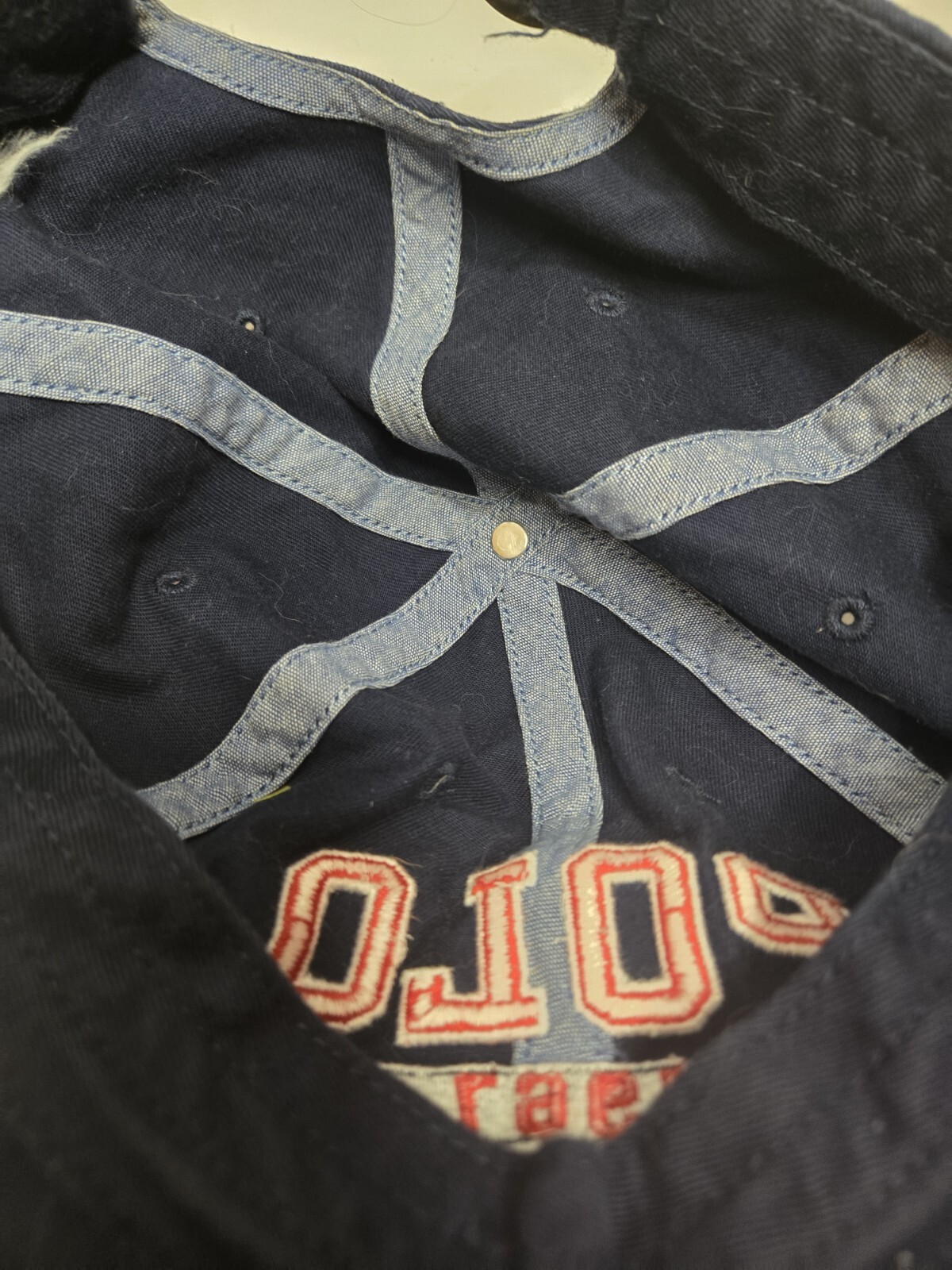 Raro cappello vintage polo ralph lauren 1967 con cinturino con fibbia pony anni '90 blu navy