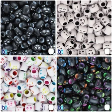 BeadTin Opaque 11mm Barrel Alpha Plastic Beads - Faces (40pcs) - Style Choice