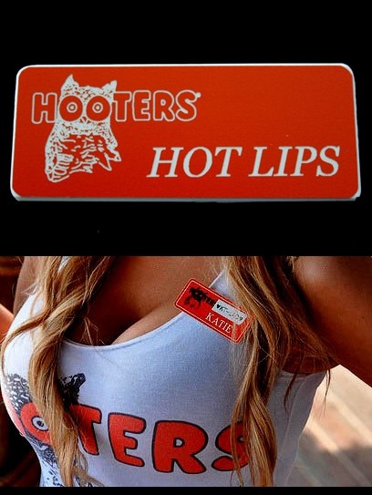 Hot Lips Hooters Girl Uniform Name Tag Pin  Cheerleader
