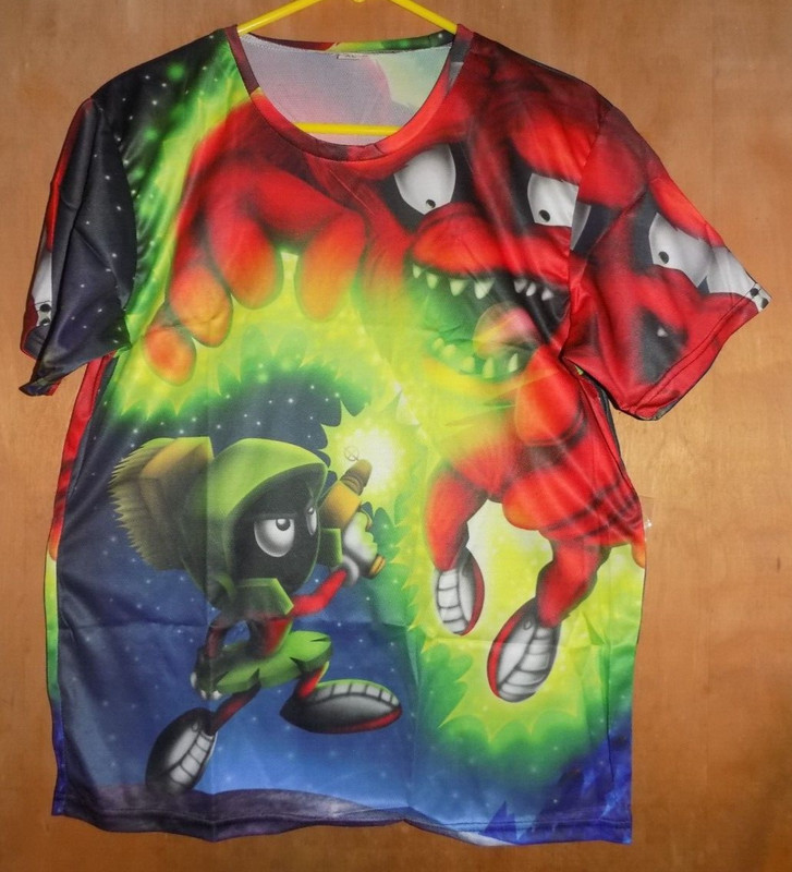 MARVIN THE MARTIAN VS GOSSAMER  DOUBLE-SIDED GRAPHICS LIGHTWEIGHT  T-SHIRT (XL)