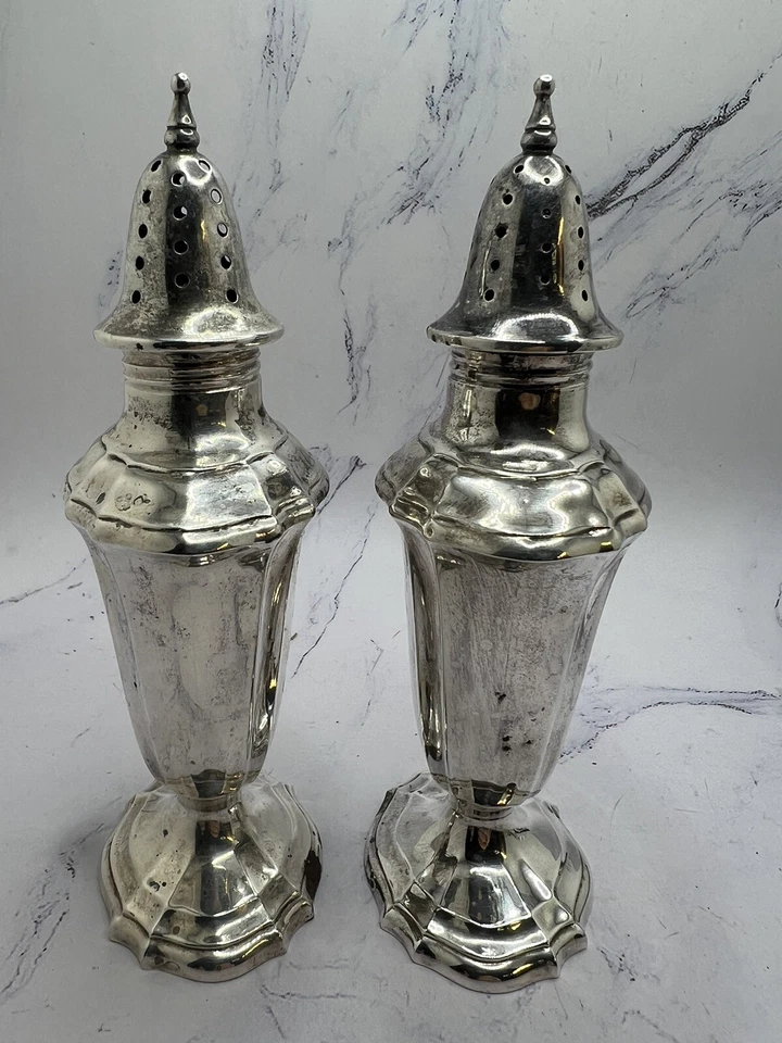 Salero y pimentero vintage de plata esterlina Webster Company grabado “JCH” Foto 3 de 4
