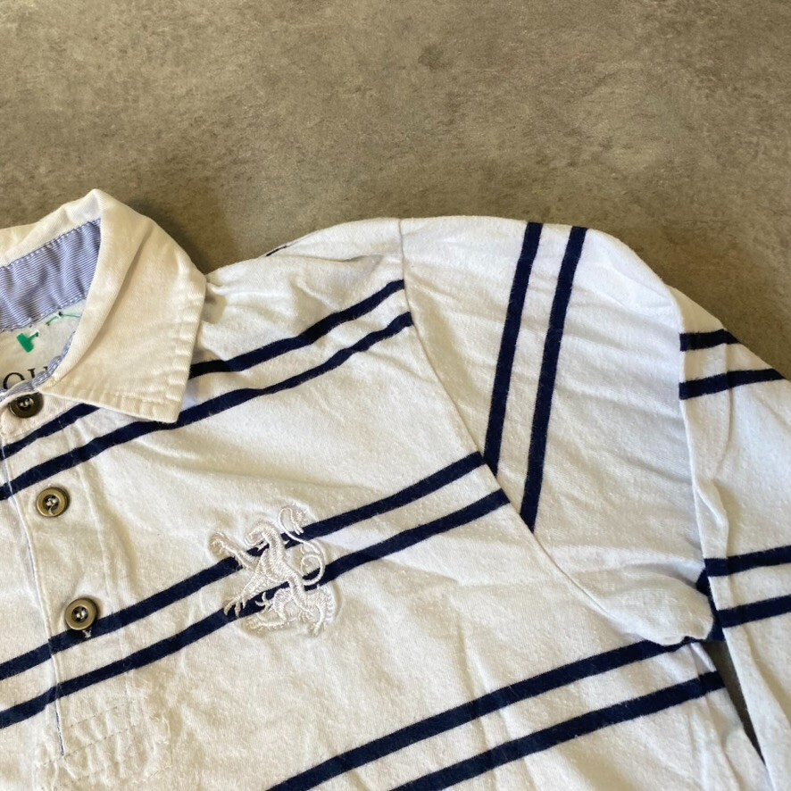 Vintage Rugby Polo Shirt Kids Medium USA Y2K Striped Top, White image 3