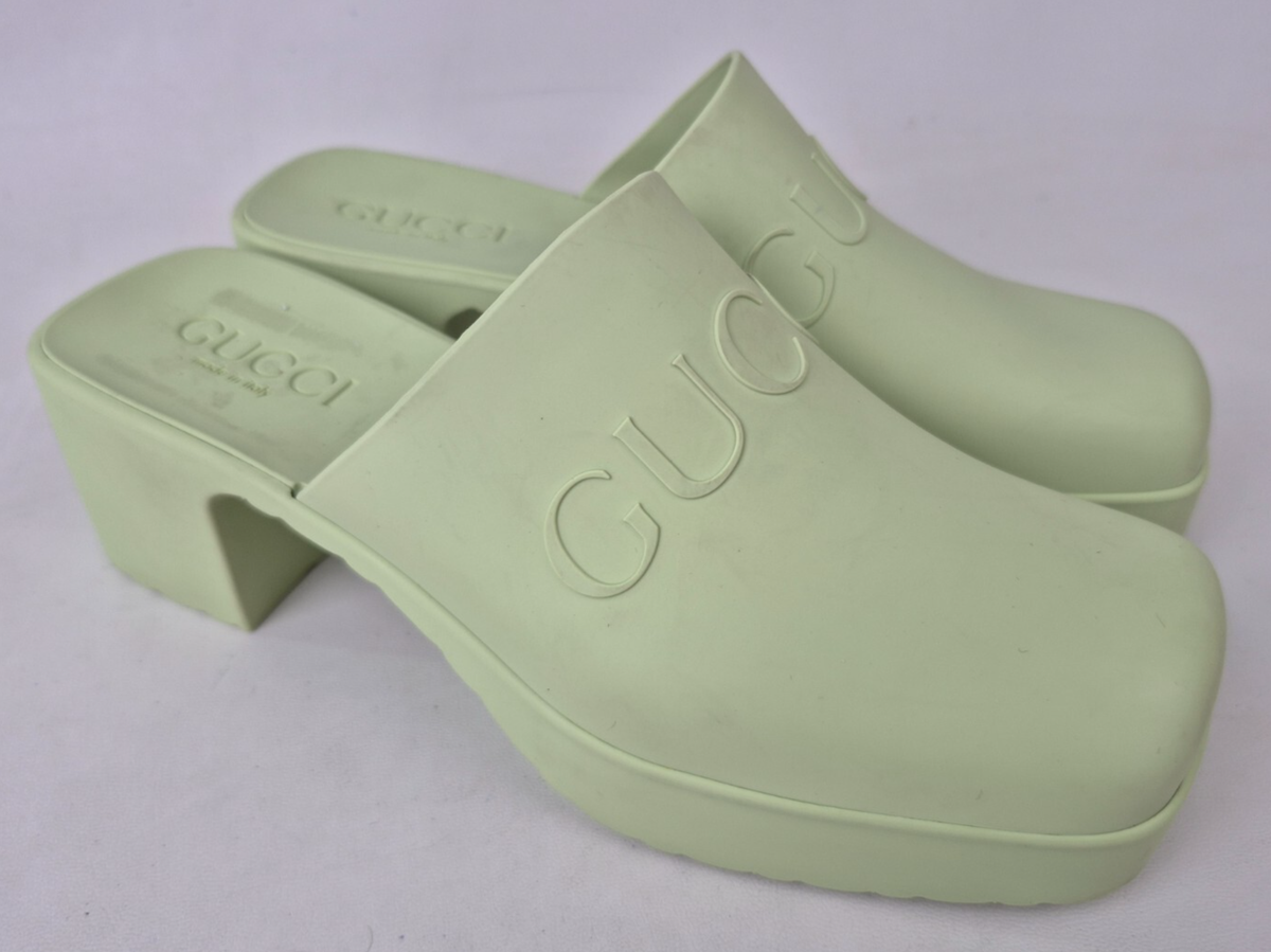 Gucci Women's Green Logo Rubber Clogs Mules Slip On Size 35 | eBay