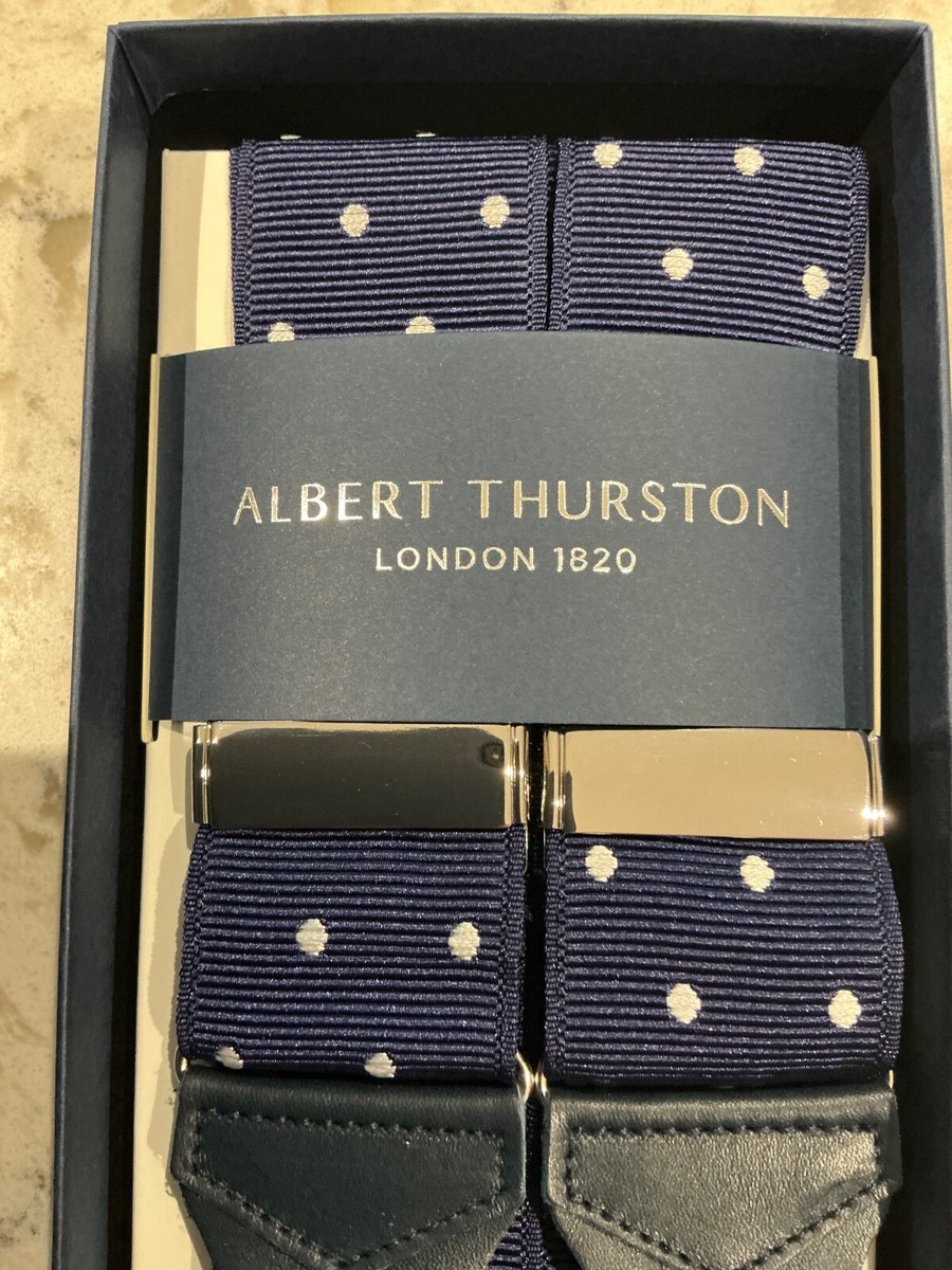 ストラップ ALBERT THURSTON NAVY WITH WHITE SPOTS RIGID LEATHER END BRACES | eBay