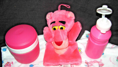 Pink Panther Hand Puppet, Pink Thermos and Pink Water Bottle UK