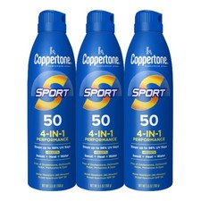 Coppertone Sport 4 In 1 SPF 50 Sunscreen Spray 5.5 Oz. Each., 3-Pack