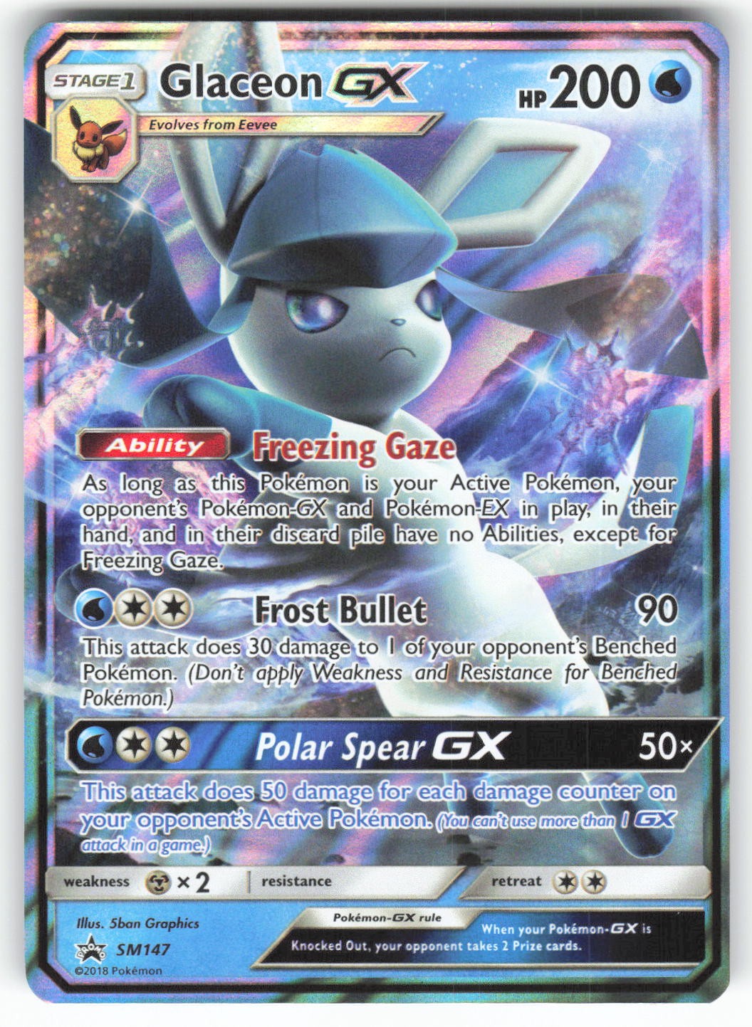 Glaceon GX - SM147 Holo Promo Sun & Moon Promo Pokemon Lightly Played