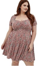 Disney Bambi Shirred Bodice Skater Dress Challis Muave Feminine Chic 6X Plus