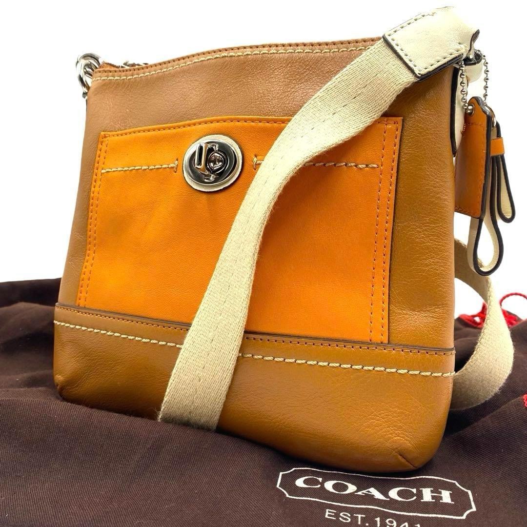 Coach Park Colorblock Leather Shoulder Bag with Turnlock Closure Style PC5D03