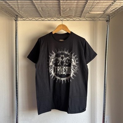 Affliction Cerberus Order Black Triple Skull Ram Head Graphic Tee Sz L