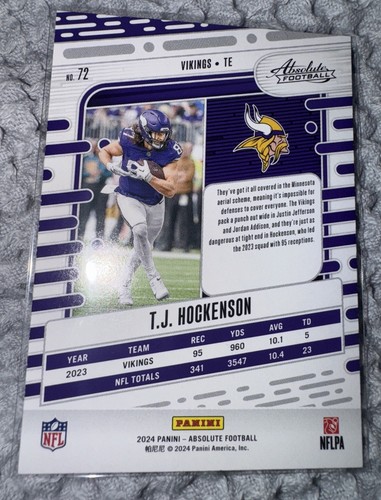 TJ Hockenson 2024 Panini Absolute #72 Minnesota Vikings Green Foil - Picture 2 of 2