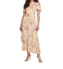 Reformation The Butterfly Flutter Sleeve in Ivory Floral Maxi Dress sz 2 NWT