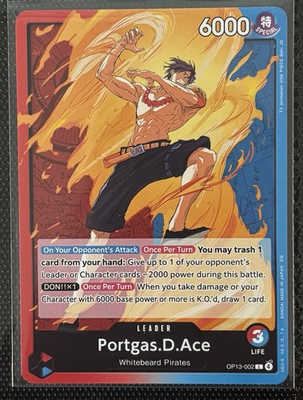 #ad #ad Portgas.D.Ace OP13 002 Leader One Piece Carrying On His Will Card $1.35