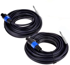2Pack 25 ft Speakon to 1/4" Male Speaker Cables, Professional 12 Gauge AWG Wi...